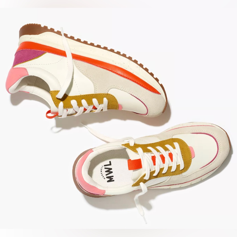 NWT Madewell Kickoff Trainer Sneakers in Bright Colorblock Leather